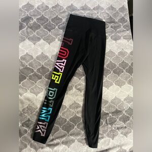 Victoria Secret Pink Rainbow Black High Waist Cotton Legging XS